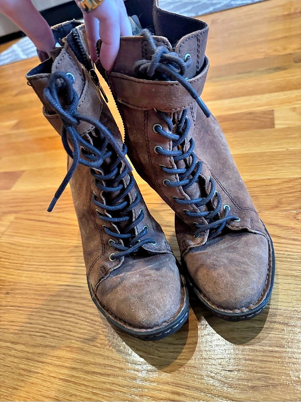 Frye Brown Lace-Up Heeled Ankle Boots - Picture 4 of 4